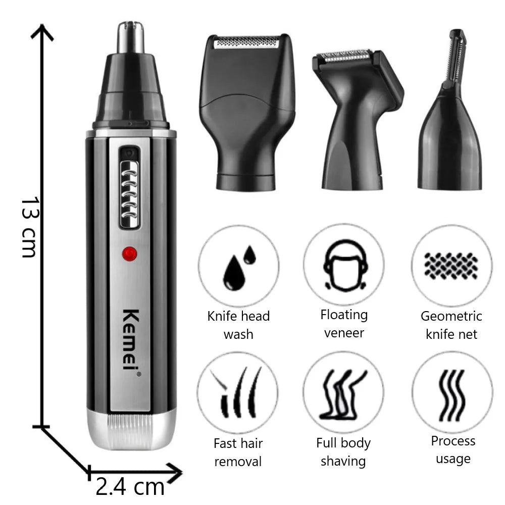 4-in-1 Rechargeable Nose & Beard Trimmer for Men